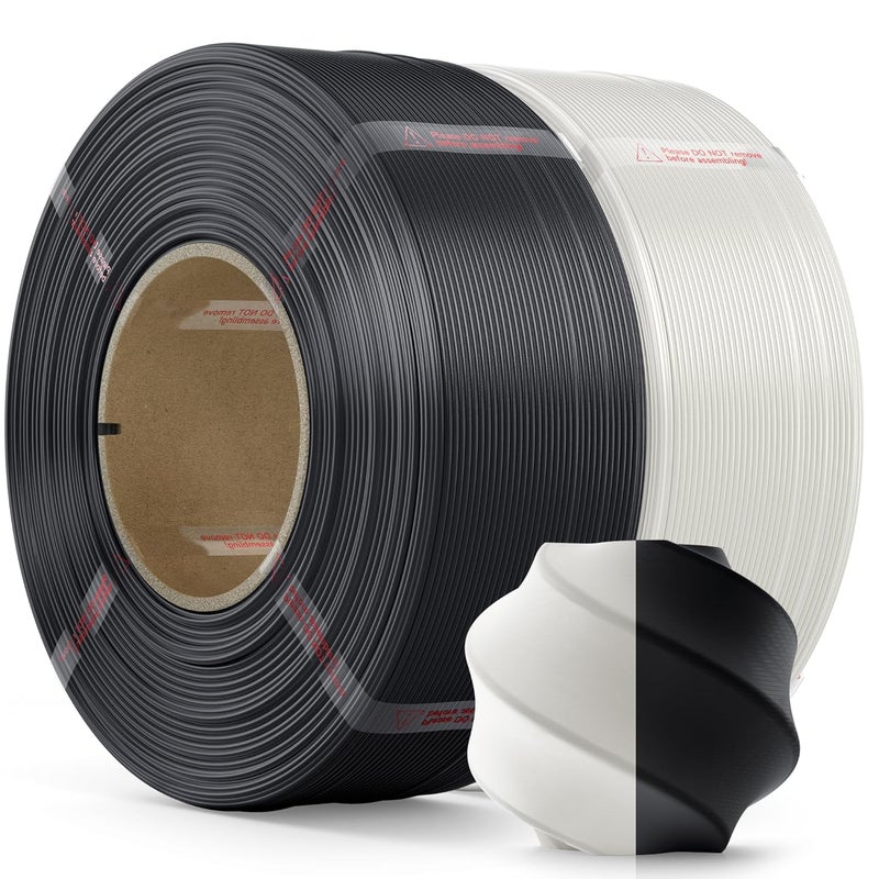 MarsWork PLA Filament 1.75mm PLA 3D Printer Filament(Refill),2kg Refill for Reusable Spools(4.4lbs),Premium Quality 3D Printing Filament for Bambu lab 3D Printers,Black+White - Image 1
